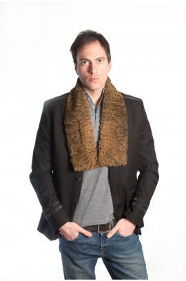 Golden karakul fur scarf - unisex